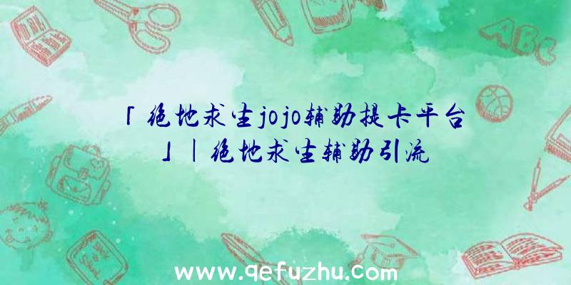 「绝地求生jojo辅助提卡平台」|绝地求生辅助引流